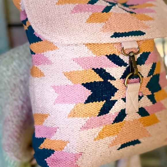 Multicolor Geometric Aztec Pattern Women's Backpack - Picture 10 of 10